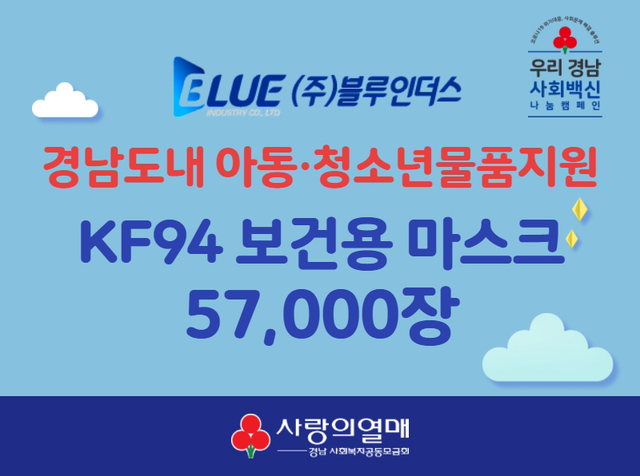 양산 블루인더스, 마스크 5만7천장 기부…나눔 동참
